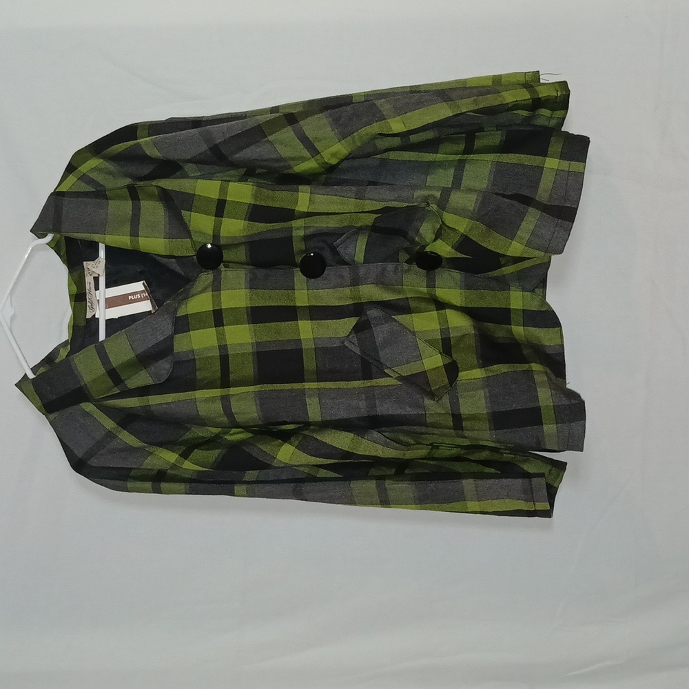 GOLD‎ FLAVA Green Black Gray Blazer Jacket Size 18 Plus